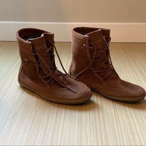 VANS suede tan lace up booties